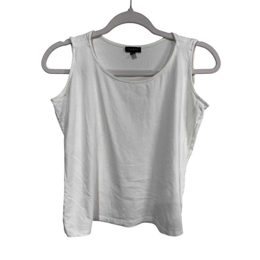 Talbots Women's Small Cream Tank Top Pima Cotton Modal Stretch‎ Basic Layering